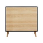 Artiss 3 Chest of Drawers Dresser Table Black&Pine - Image 4