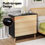 Artiss 3 Chest of Drawers Dresser Table Black&Pine - Image 6