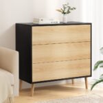 Artiss 3 Chest of Drawers Dresser Table Black&Pine - Image 8