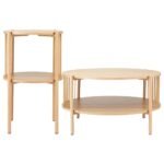 Artiss Coffee Table 2-Tier Round Wood - Image 3