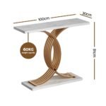 Artiss Console Table Marble Effect White&Gold - Image 3