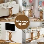 Artiss Console Table Marble Effect White&Gold - Image 6