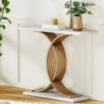 Artiss Console Table Marble Effect White&Gold - Image 8