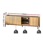 Artiss TV Unit Entertainment Unit Storage Cabinet Shelf 160cm Pine - Image 4