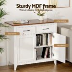 Artiss Buffet Sideboard Storage Cabinet Kitchen Cupboard Hallway 2 Drawers White - Image 6