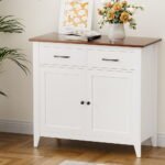 Artiss Buffet Sideboard Storage Cabinet Kitchen Cupboard Hallway 2 Drawers White - Image 8