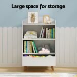 Keezi Kids Bookshelf 3 Tiers Storage Children Bookcase Toys Organiser Drawer - Image 7