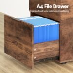 Artiss Filing Cabinet Files Storage Office Shelves File Organiser Rustic Brown 2 Drawer - Image 5