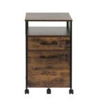 Artiss Filing Cabinet File Cabinet with Wheels 2 Drawer Storage Rustic Brown - Image 4