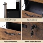 Artiss Filing Cabinet File Cabinet with Wheels 2 Drawer Storage Rustic Brown - Image 7