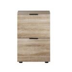 Artiss Filing Cabinet Files Storage Office Shelves File Organiser Oak 2 Drawer - Image 3