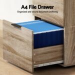 Artiss Filing Cabinet Files Storage Office Shelves File Organiser Oak 2 Drawer - Image 4