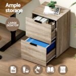 Artiss Filing Cabinet Files Storage Office Shelves File Organiser Oak 2 Drawer - Image 5