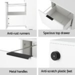Artiss Filing Cabinet Files Storage Office Shelves File Organiser White 2 Drawer - Image 7
