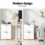 Artiss Filing Cabinet Files Storage Office Shelves File Organiser White 2 Drawer - Image 8