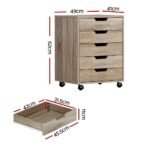Artiss 5-Drawer Filing Cabinet Mobile Rolling Storage Cabinet Chest of Drawers Stand Scratch Beige - Image 2