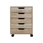 Artiss 5-Drawer Filing Cabinet Mobile Rolling Storage Cabinet Chest of Drawers Stand Scratch Beige - Image 3