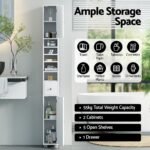 Artiss Bathroom Storage Cabinet 180cm Tall Slim Floor Cupboard Toilet Narrow Linen Tower - Image 6