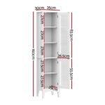 Artiss Bathroom Storage Cabinet 160cm Tall Slim Floor Cupboard Toilet Glass Door White - Image 4
