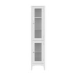 Artiss Bathroom Storage Cabinet 160cm Tall Slim Floor Cupboard Toilet Glass Door White - Image 5