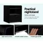 Artiss 2X Bedside Table 1 Drawer with Shelf - FARA Black - Image 5