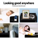 Artiss 2X Bedside Table 1 Drawer with Shelf - FARA Black - Image 6