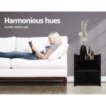 Artiss 2X Bedside Table 1 Drawer with Shelf - FARA Black - Image 7