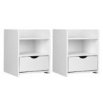 Artiss 2X Bedside Table 1 Drawer with Shelf - FARA White