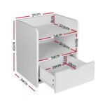Artiss 2X Bedside Table 1 Drawer with Shelf - FARA White - Image 2