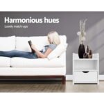 Artiss 2X Bedside Table 1 Drawer with Shelf - FARA White - Image 7
