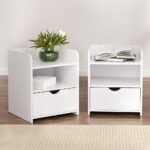 Artiss 2X Bedside Table 1 Drawer with Shelf - FARA White - Image 8