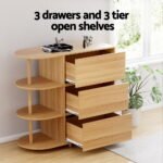 Artiss Chest of 3 Drawers Storage Cabinet 3 Shelves Pine - Image 6