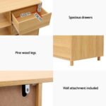 Artiss Chest of 3 Drawers Storage Cabinet 3 Shelves Pine - Image 7