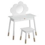 Keezi Kids Dressing Table Chair Set Vanity Makeup Wooden Leg Mirror Drawer - Image 3