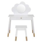 Keezi Kids Dressing Table Chair Set Vanity Makeup Wooden Leg Mirror Drawer - Image 5