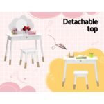 Keezi Kids Dressing Table Chair Set Vanity Makeup Wooden Leg Mirror Drawer - Image 7