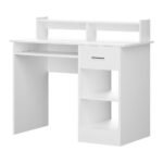 Artiss Computer Desk Shelf Drawer Cabinet White 100CM - Image 8