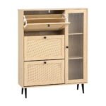 Artiss Shoe Rack Cabinet 3 Flip-out Drawers Pine - Image 3