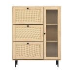 Artiss Shoe Rack Cabinet 3 Flip-out Drawers Pine - Image 5