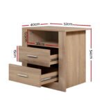 Artiss 2X Bedside Table 2 Drawers with Shelf - TARA Oak - Image 2