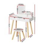 Keezi Kids Dressing Table Vanity Makeup Chair Set with Mirror Drawers Wooden Legs - Image 4