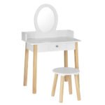 Keezi Kids Dressing Table Chair Set Wooden Leg Vanity Makeup Drawer Mirror - Image 3