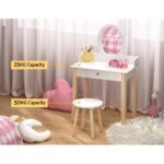 Keezi Kids Dressing Table Chair Set Wooden Leg Vanity Makeup Drawer Mirror - Image 6