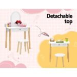 Keezi Kids Dressing Table Chair Set Wooden Leg Vanity Makeup Drawer Mirror - Image 7