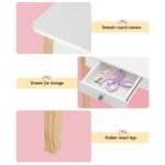 Keezi Kids Dressing Table Chair Set Wooden Leg Vanity Makeup Drawer Mirror - Image 8