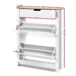 Artiss Shoe Rack Cabinet 16 Pairs White Ana - Image 4