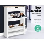 Artiss Shoe Rack Cabinet 16 Pairs White Ana - Image 7