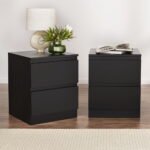 Artiss 2x Bedside Table 2 Drawers - PEPE Black - Image 7