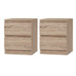 Artiss 2x Bedside Table 2 Drawers - PEPE Oak