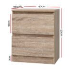 Artiss 2x Bedside Table 2 Drawers - PEPE Oak - Image 2